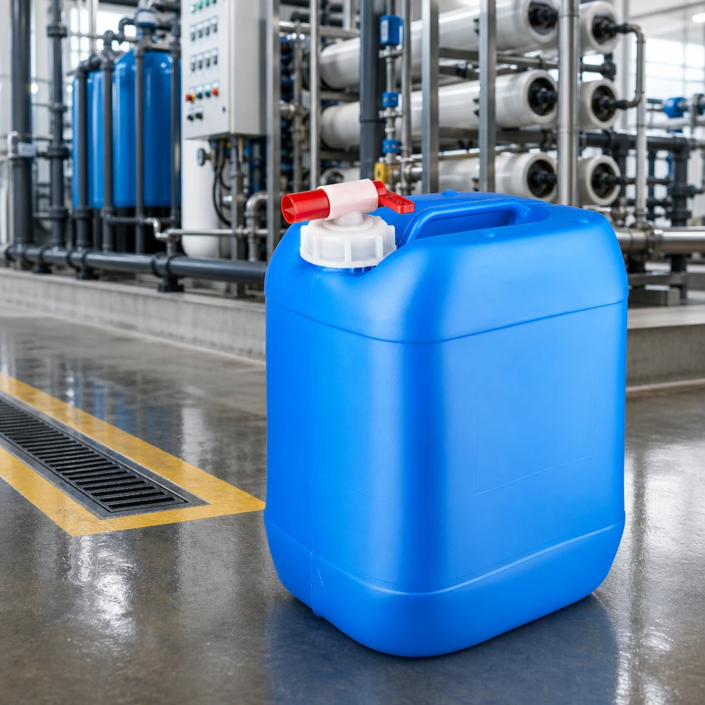 Bidon 20 litres bleu avec robinet Bidon portable de 20 litres, bleu, avec robinet de sécurité et poignée intégrée