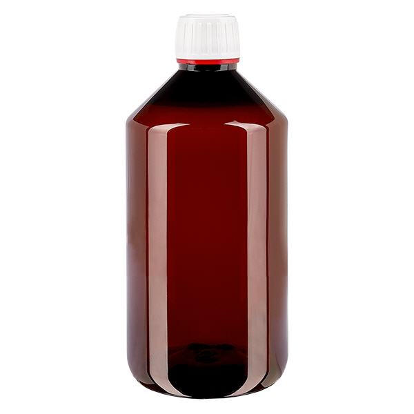Bottiglia in PET da 750 ml con tappo a ribalta bianco Bottiglia in PET da 750 ml con tappo a ribalta bianco