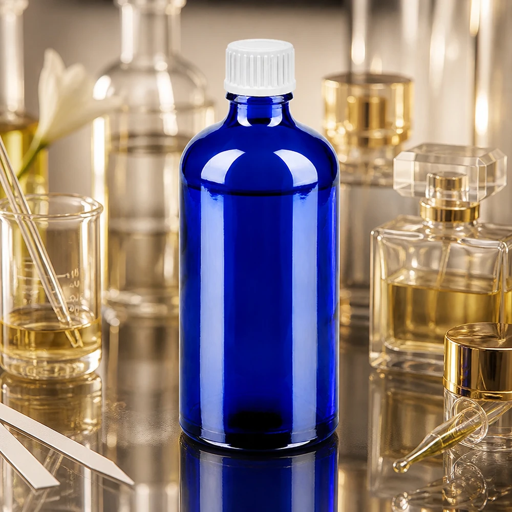 100ml Tropfflasche 0.9mm weiß Standardverschluss BlueLine UT18/100 Standardflasche 100ml BlueLine mit Tropfmechanismus für gleichmäßige Portionierung UT18/100
