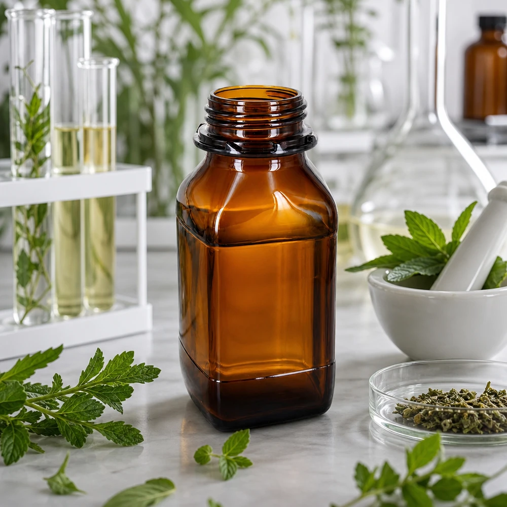 Bouteille en verre ambrée de 500 ml pour le stockage professionnel de produits chimiques en laboratoire et dans l'industrie