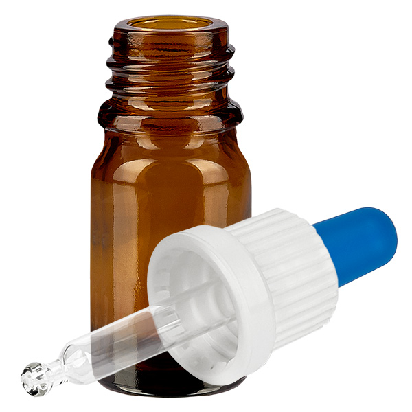 5ml Pipettenflasche weiß/blau Originalitätsverschluss BrownLine UT18/5