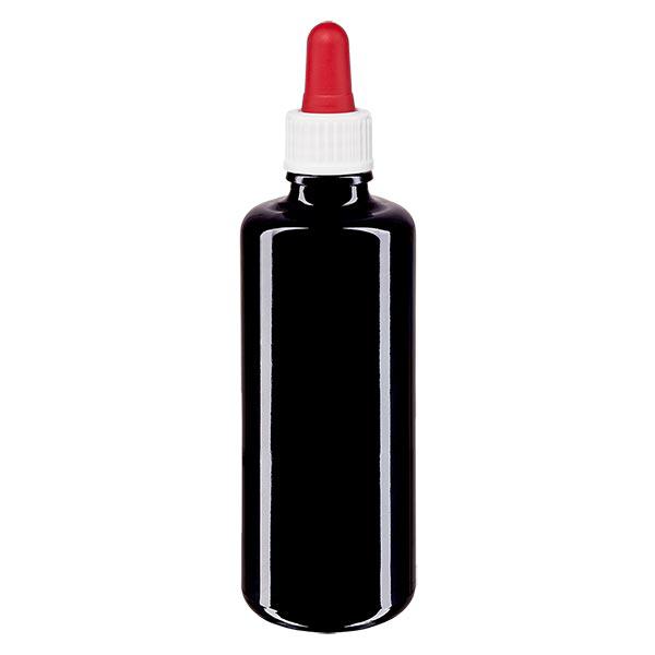 Apothekenflasche violett 50ml Pipette weiß/rot Standard