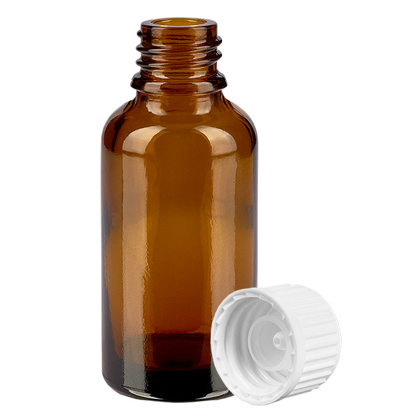 30ml Globuliflasche 3mm Giessring weiß Standardverschluss BrownL. UT18/30