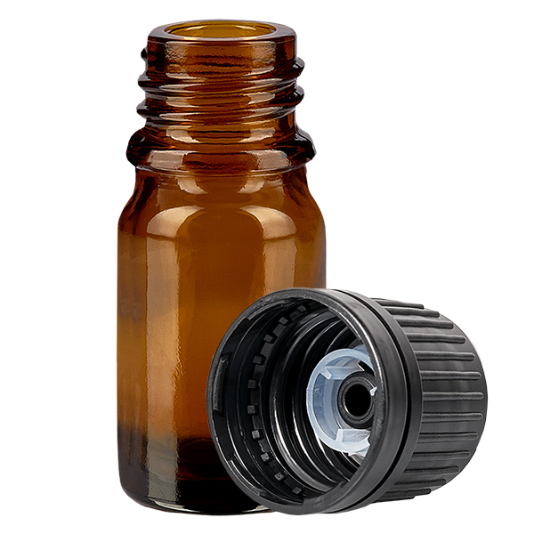 5ml Globuliflasche 8mm Giessring schwarz Originalitätsverschluss BrownLine UT18/5