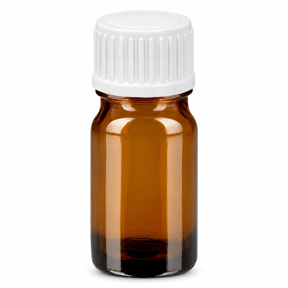 5ml Tropfflasche 0.9mm weiß Standardverschluss BrownLine UT18/5 5ml Apothekerflasche aus braunem Glas mit weissem Verschluss zum Tropfen