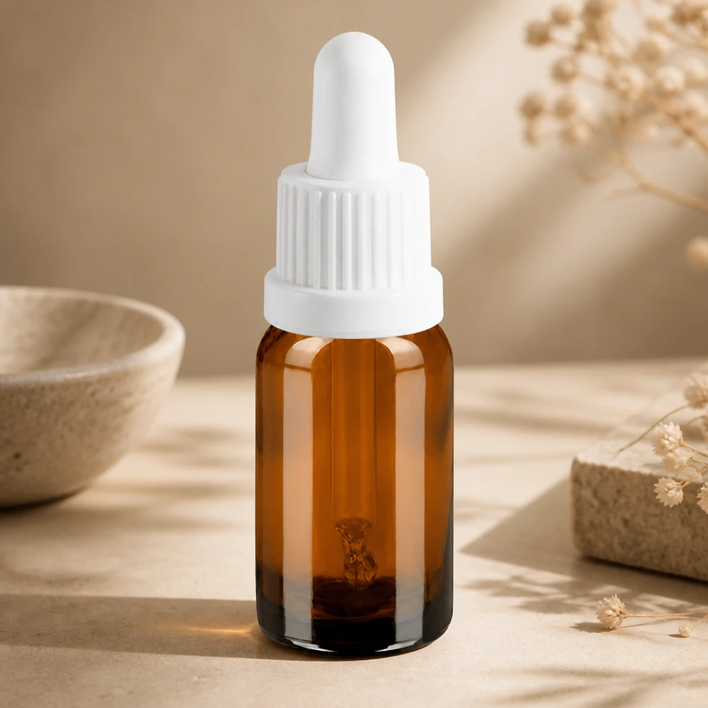 Flacone per pipette da 10 ml bianco OV BrownLine UT18/10 Flacone da 10 ml in vetro ambrato con pipetta bianca OV BrownLine per applicazioni professionali