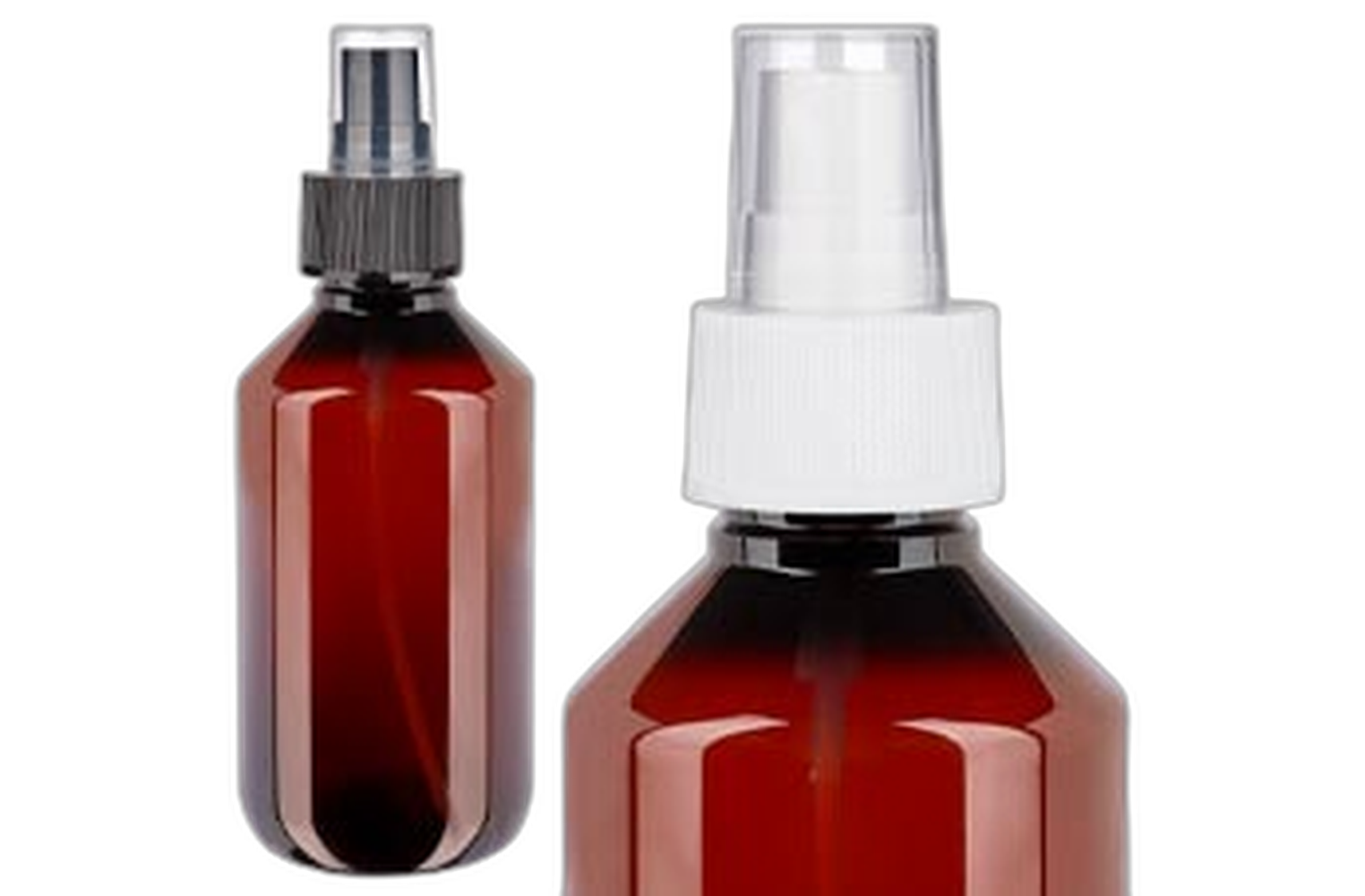 Flacon médical en PET brun avec bouchons vaporisateurs