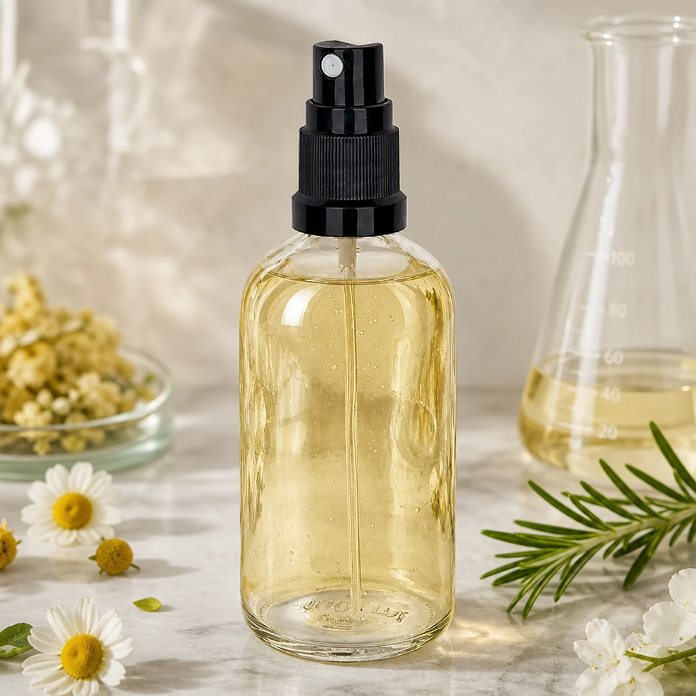 100ml Sprayflasche schwarz/transparent Standardverschluss ClearLine UT18/100 Nachfüllbare Glasflasche 100ml mit schwarzem Sprühkopf für Naturkosmetik Eigenproduktion