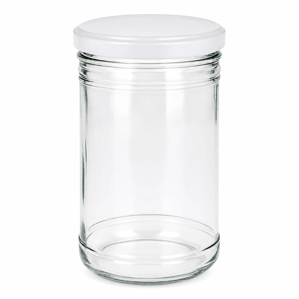Vaso da muratore da 1053 ml con coperchio BasicSeal bianco trasparente vuoto certificato ONU vaso da conservazione vaso da conservazione