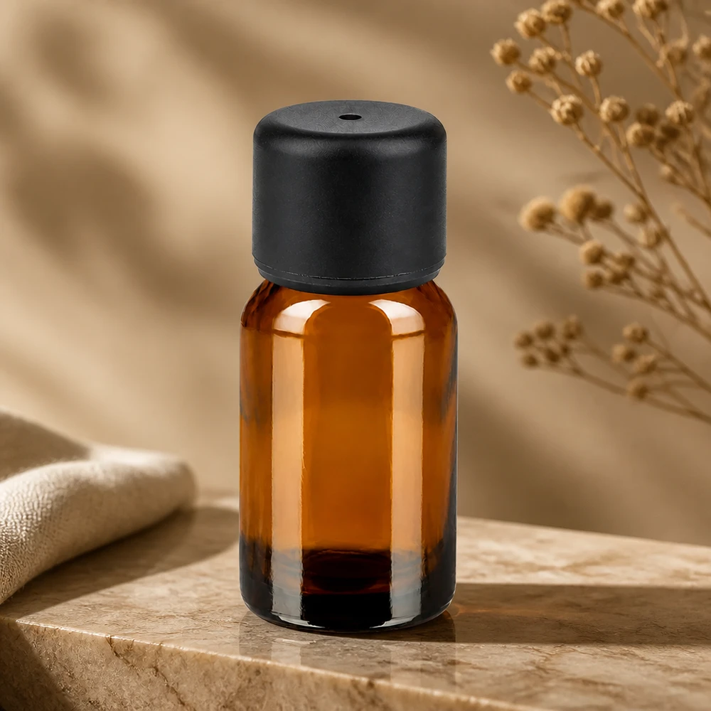 Bottiglia da 10ml 6mm SV nero STD BrownLine UT18/10 Flacone in vetro ambrato da 10 ml con tappo a vite nero antigoccia per un dosaggio preciso