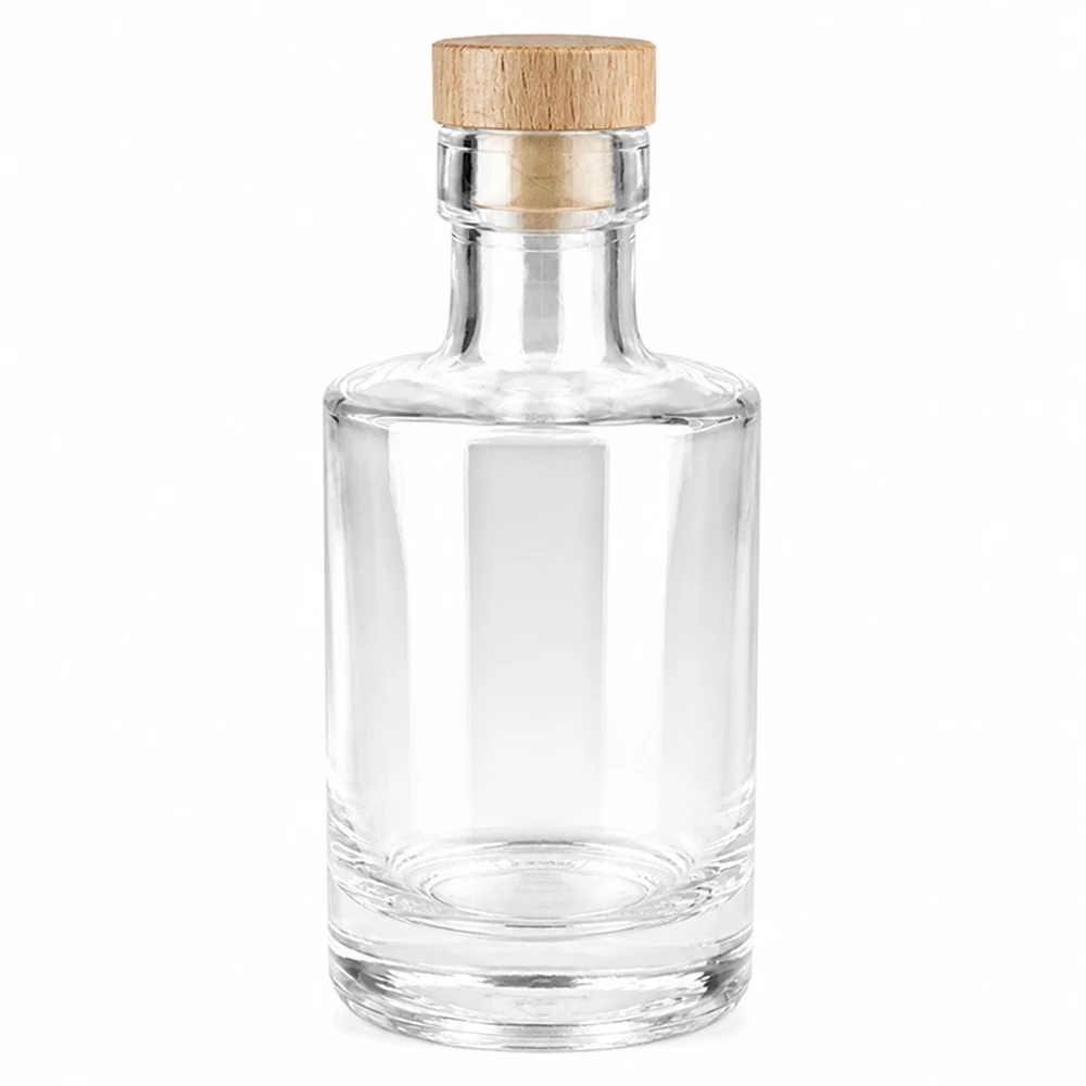 Bottiglia in vetro da 200 ml Marie con manico in legno e tappo in sughero UNiTWIST - vetro trasparente, tappo in legno, vuoto