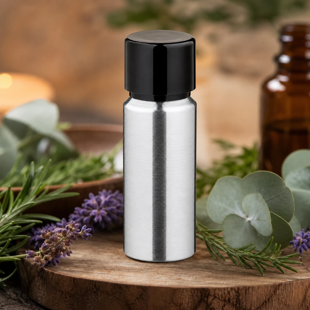20ml geschliffene Aluflasche mit Schraubkappe Kleine 20ml Metallflasche mit geschliffenem Finish perfekt für Reise und Handtasche