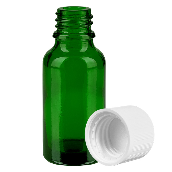 20ml Flasche 11mm Schraubverschluss weiß Standard Kindersicherung GreenLine UT18/20