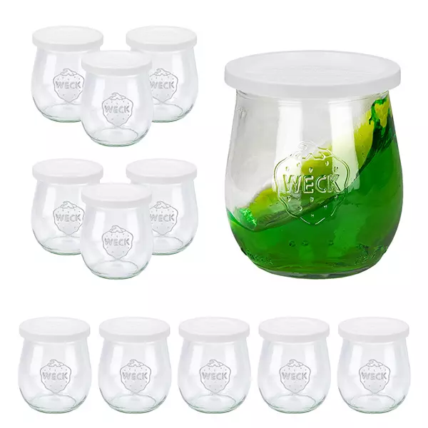 12er Set Weck Gläser 220ml Tulpengläser mit 12 Frischhaltede