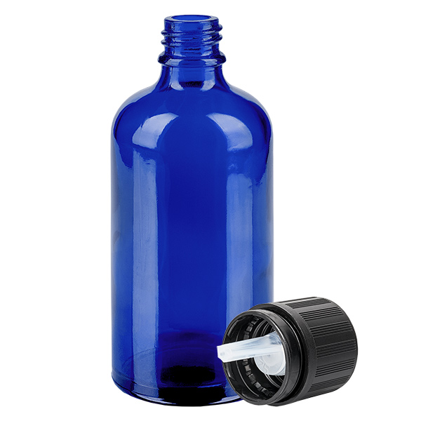 100ml Tropfflasche 1mm schwarz Originalitätsverschluss Kindersicherung Blindenwarnsymbol BlueL. UT18/100