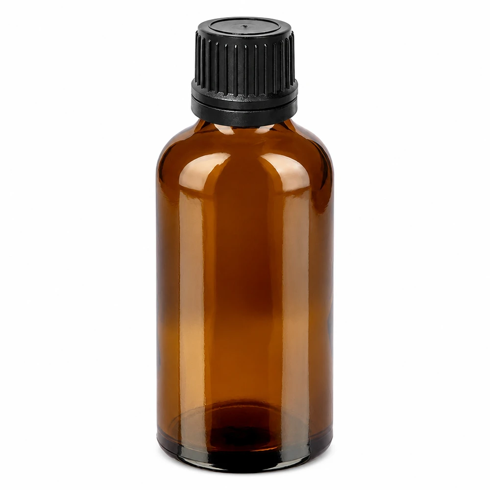 50ml Tropfflasche 1mm schwarz Originalitätsverschluss BrownLine UT18/50 UV-Schutz Glasflasche 50ml bernstein mit schwarzem Tropfverschluss aus hochwertigem Material
