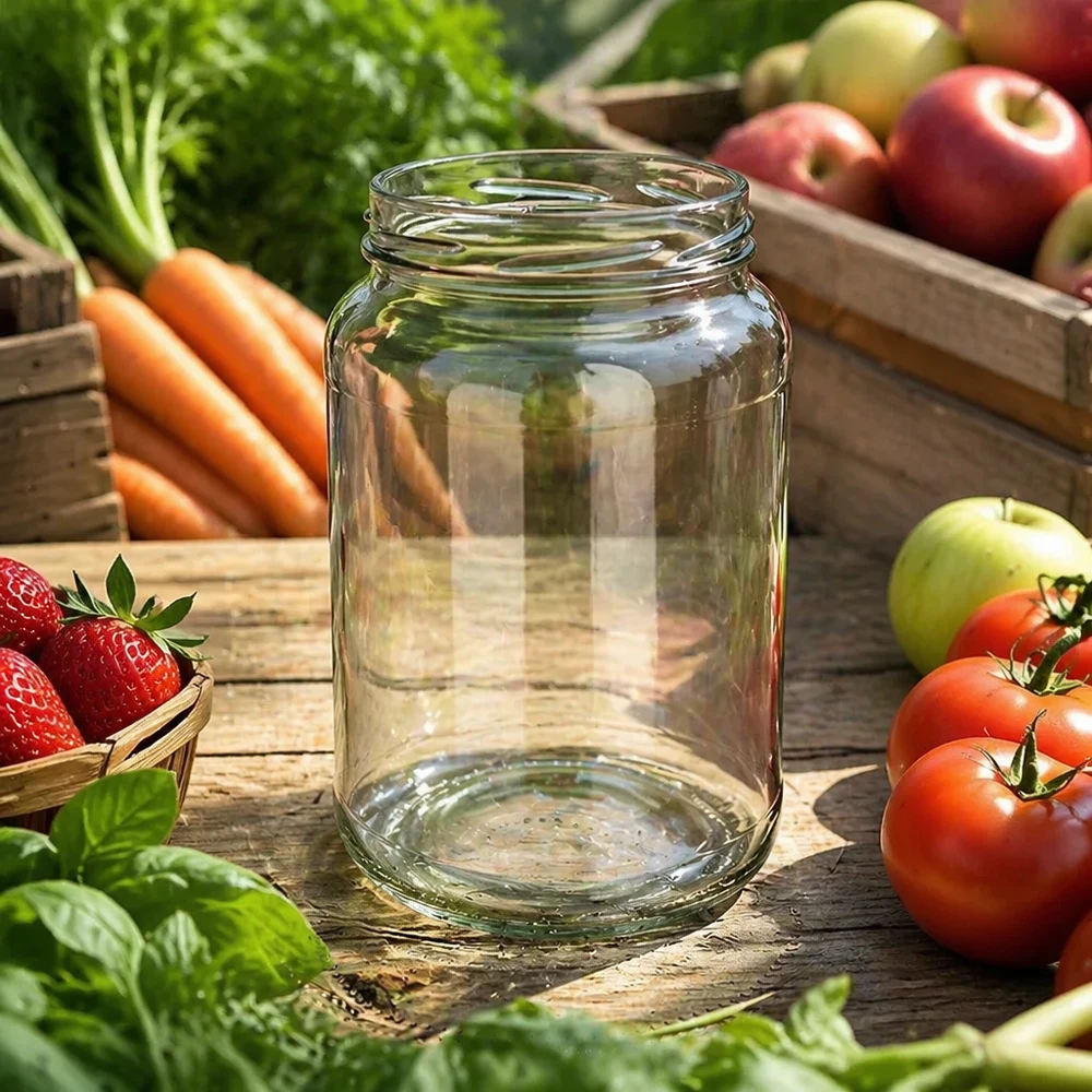 UNiTWIST Runda1700 tumbler 1700ml TO100 vuoto tra verdure fresche frutta tavola legno conservazione naturale