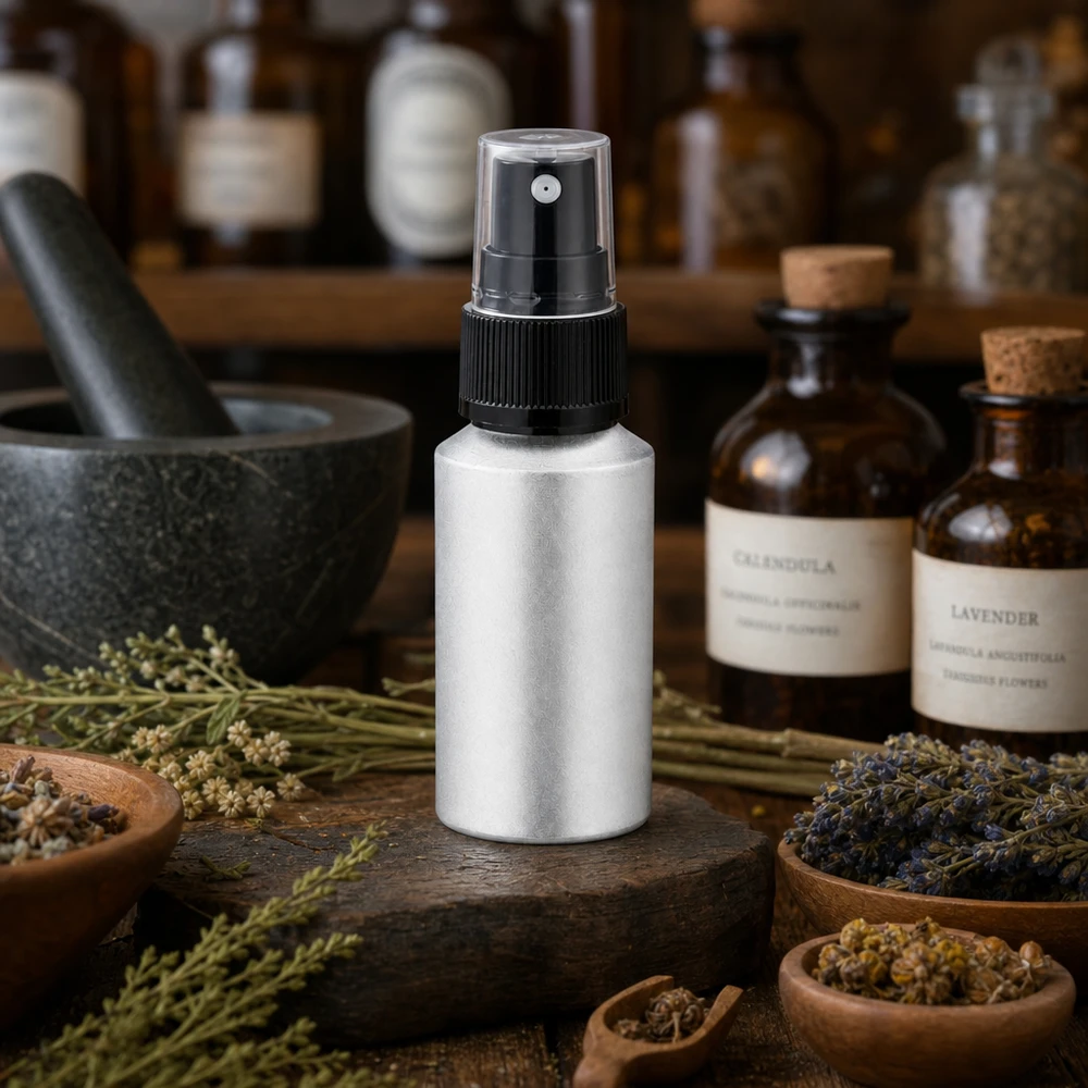30ml gebeizte Aluflasche mit Zerstäuber Robuste 30ml Sprayflasche aus Aluminium mit langlebigem Pumpzerstäuber