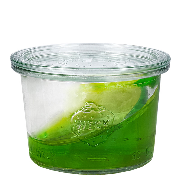 Set di 36 tumbler Weck da 80 ml con 36 coperchi in vetro Set di 36 tumbler Weck da 80 ml con 36 coperchi in vetro