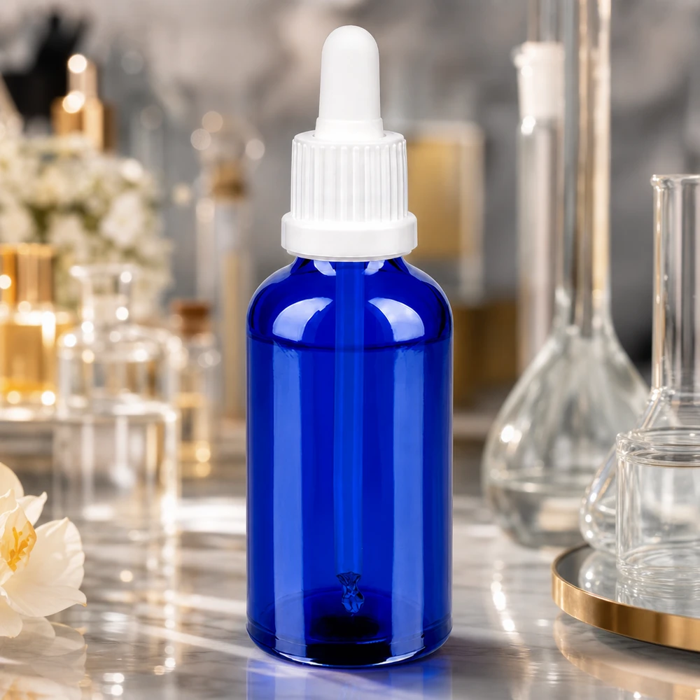 50ml Pipettenflasche weiß Originalitätsverschluss BlueLine UT18/50 50ml Pipettenflasche OV BlueLine UT18/50 aus robustem Glas für langlebige Aufbewahrung