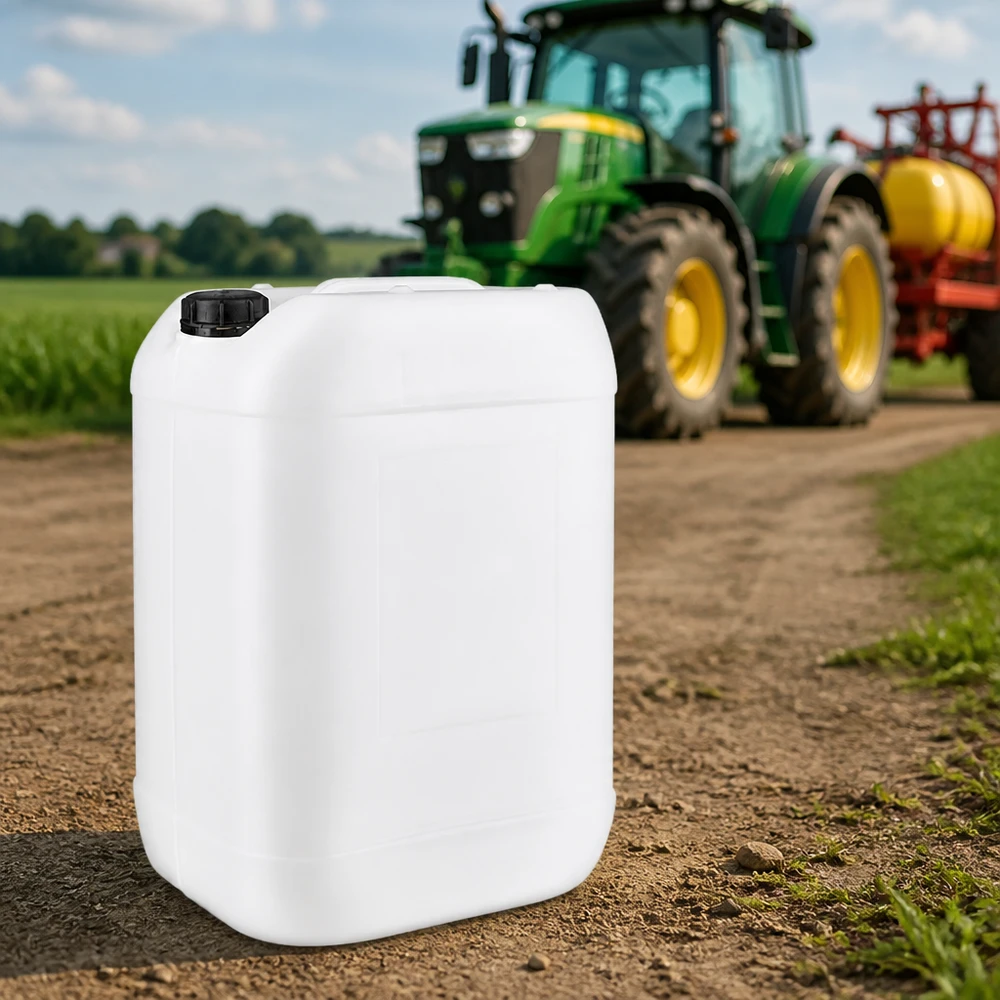 Robuster 25 Liter Kanister mit schwarzem OV-Deckel für den Einsatz in Landwirtschaft und Gartenbau