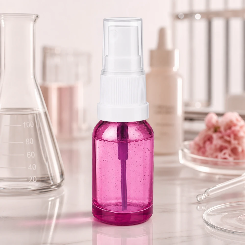 Flacone spray leggero da 10 ml di colore viola trasparente con pompa bianca per tonico e tonico per il viso