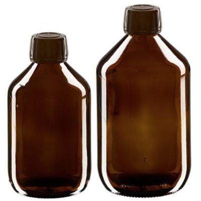Medizinflaschen braun mit Originalitätsverschluss