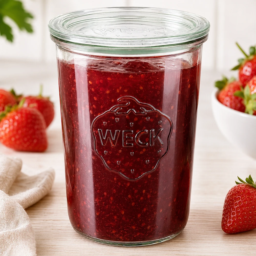 Bocal en verre de 850 ml avec couvercle en verre WECK RR100
