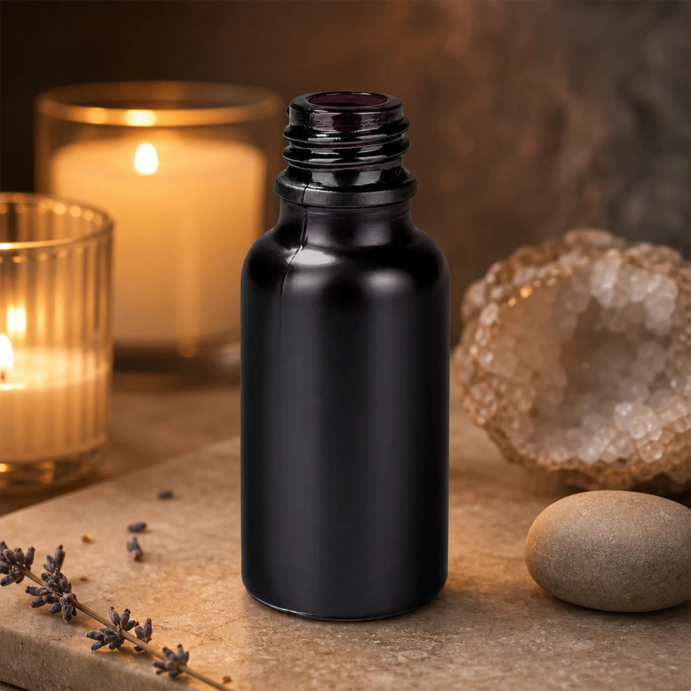 Flacone da 20 ml per farmacia BlackLine UT18/20 UNiTWIST Robusta bottiglia in vetro nero da 20 ml BlackLine per la conservazione sicura di tinture ed essenze