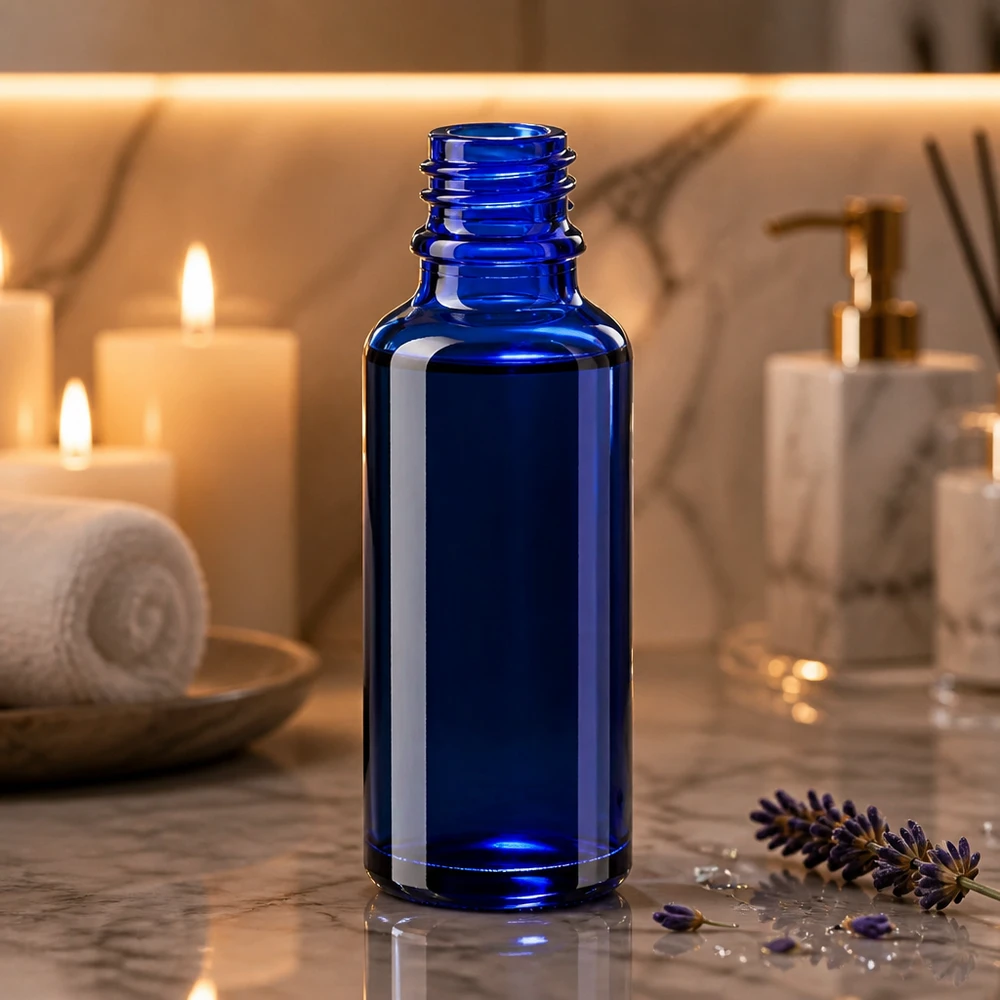 Tropfflasche 30ml DIN 18 BLAUGLAS Leere blaue Tropfflasche ApoGlas 30ml mit engem Hals für präzises Dosieren