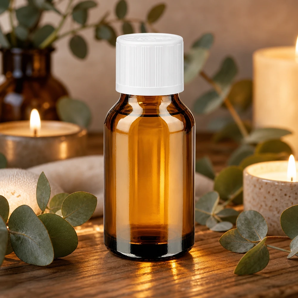 Apothekenflasche braun 30ml Schraubverschluss weiß Kindersicherung Standard UV-schützende 30ml Apothekerflasche aus Braunglas mit weißem Kindersicherheitsverschluss Standard