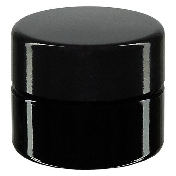 Kosmetikdose Violettglas 15ml, mit schwarz Deckel