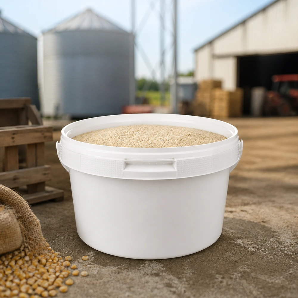 Eimer 3.5L aus weißem Kunststoff Polypropylen mit Deckel Tierfuttereimer 3,5 Liter weißer Kunststoff PP mit Deckel für Landwirtschaft und Tierhaltung