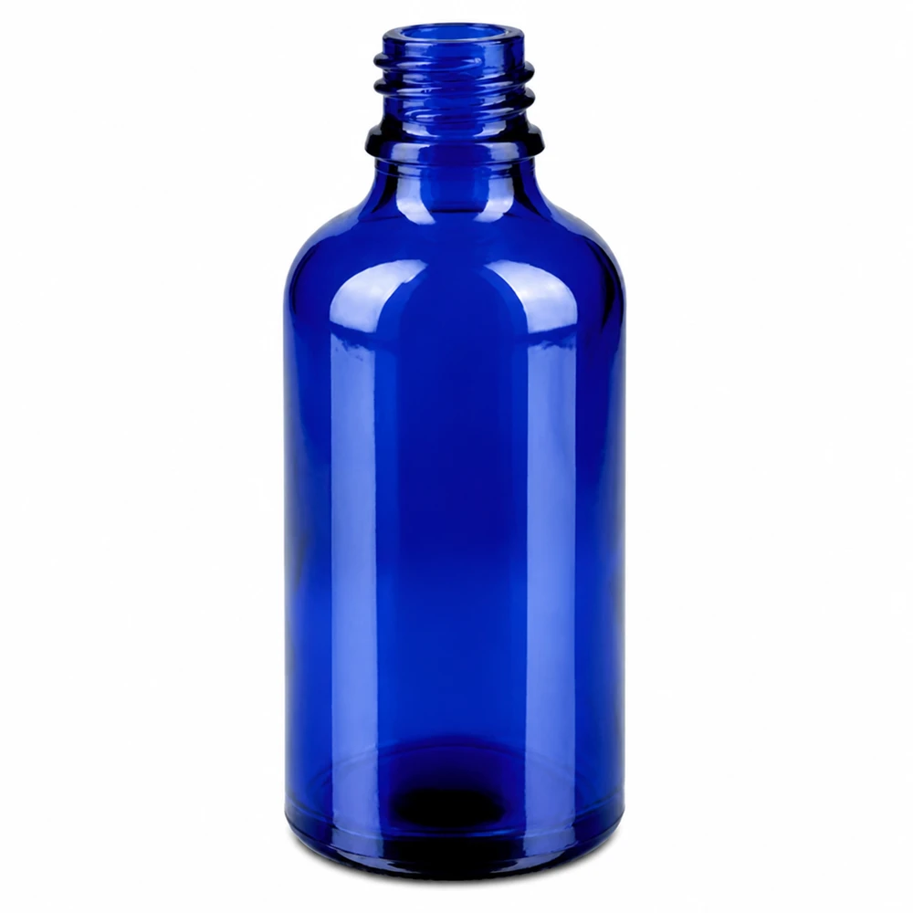 Flacone spray da 50 ml in vetro blu con protezione UV - preserva l'efficacia dei cosmetici naturali