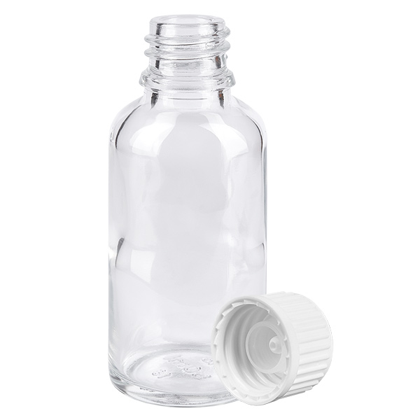 30ml Globuliflasche 3mm Giessring weiß Standardverschluss ClearLine UT18/30