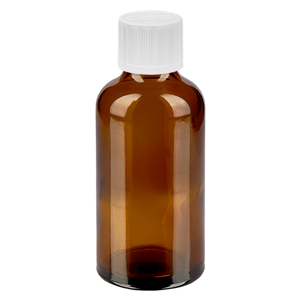 50ml Flasche 11mm Schraubverschluss weiß Standard Kindersicherung BrownLine UT18/50
