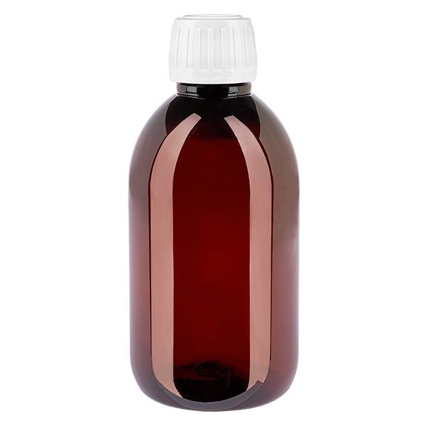 Bottiglia in PET da 250 ml con tappo bianco standard OV Bottiglia in PET da 250 ml con tappo bianco standard OV