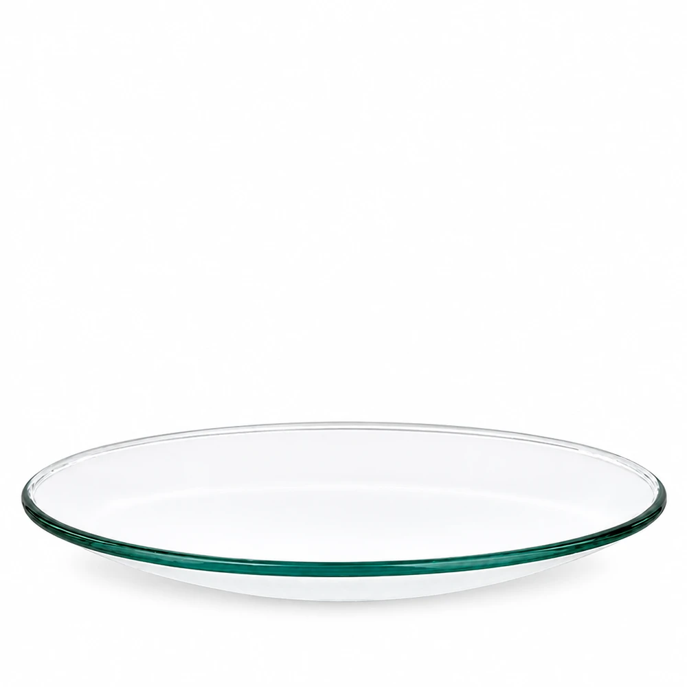 Uhrglasschale ø60 mm Kleine flache Uhrglasschale Ø 60 mm aus klarem Borosilikatglas grüner Rand