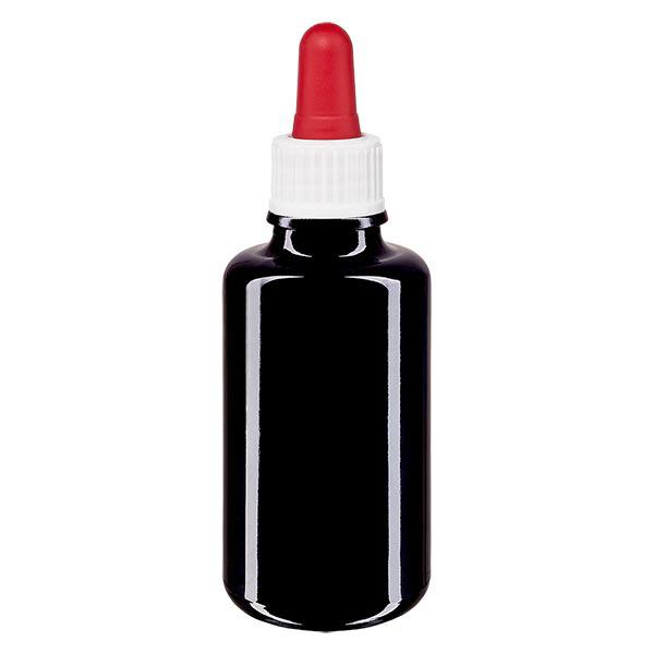 Apothekenflasche violett 30ml Pipette weiß/rot Standard