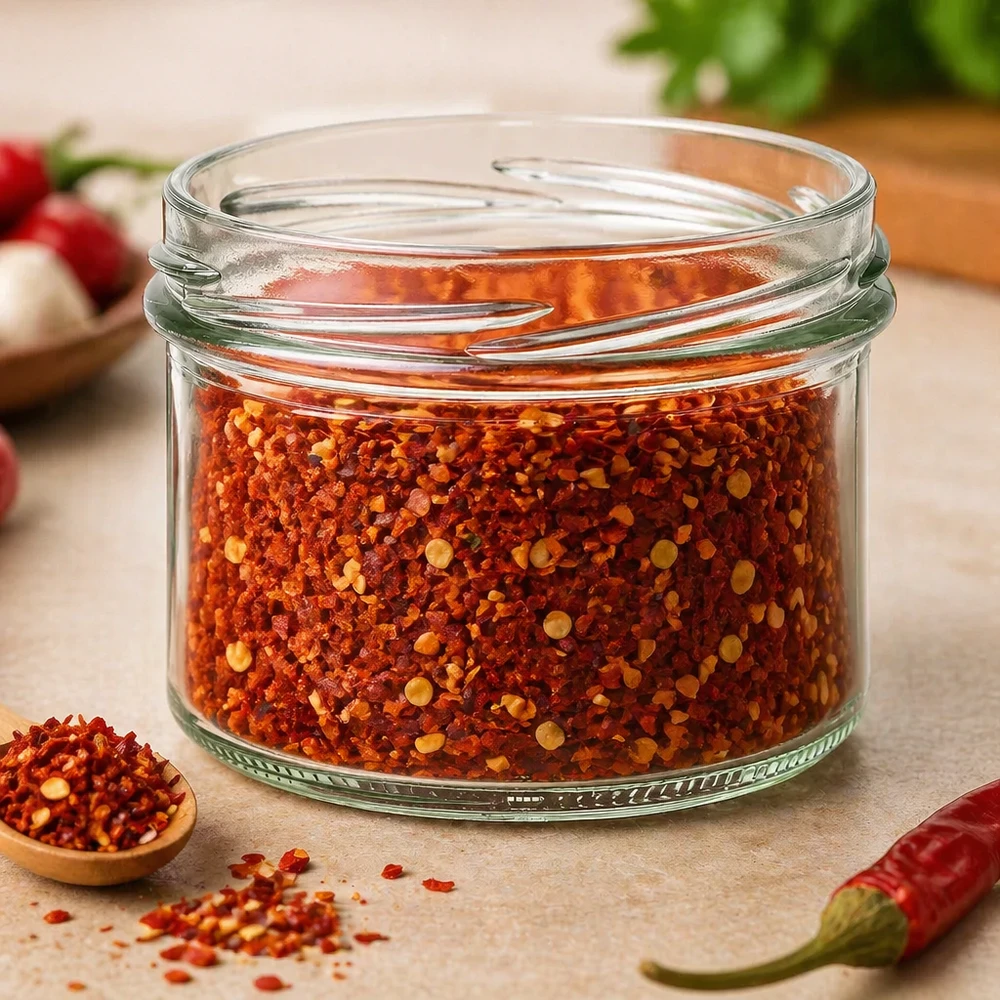 UNiTWIST Sturzglas 225ml mit Chili-Gewürzmischung gefüllt, Glaskonserve für Gewürze und Küchenvorräte