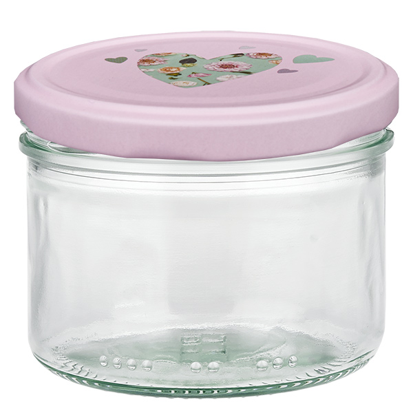 230ml Zylinderglas + BasicSeal Deckel Herz rosa