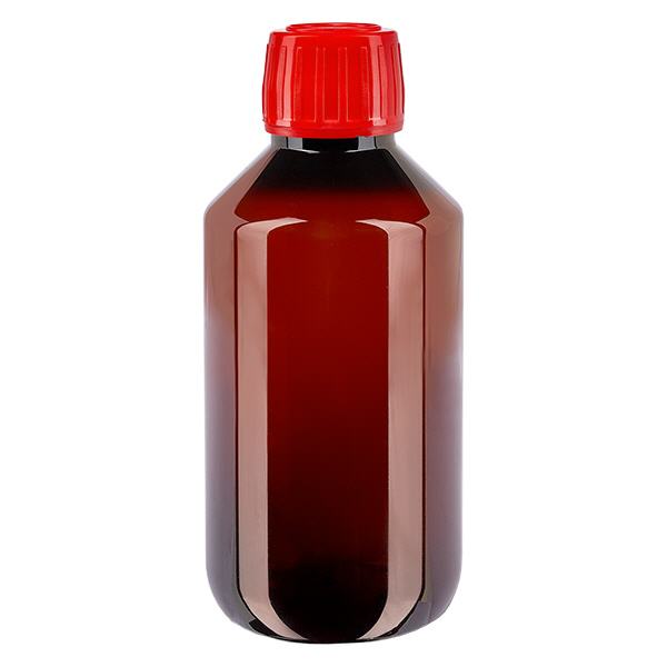 Bottiglia in PET da 200 ml con tappo rosso OV Bottiglia in PET da 200 ml con tappo rosso OV