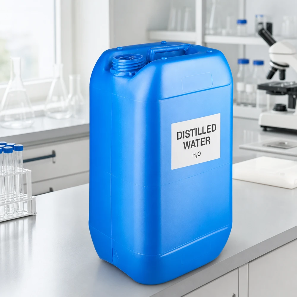 Bidon 15 litres bleu sans bouchon Bidon robuste de 15 litres, de couleur bleue, sans bouchon à vis, destiné aux laboratoires et à l'industrie