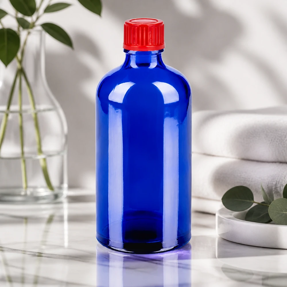 100ml Flasche 11mm Schraubverschluss rot Standard BlueLine UT18/100 100ml STD BlueLine Flasche ideal für Dosierung und Aufbewahrung mit praktischem roten Verschluss