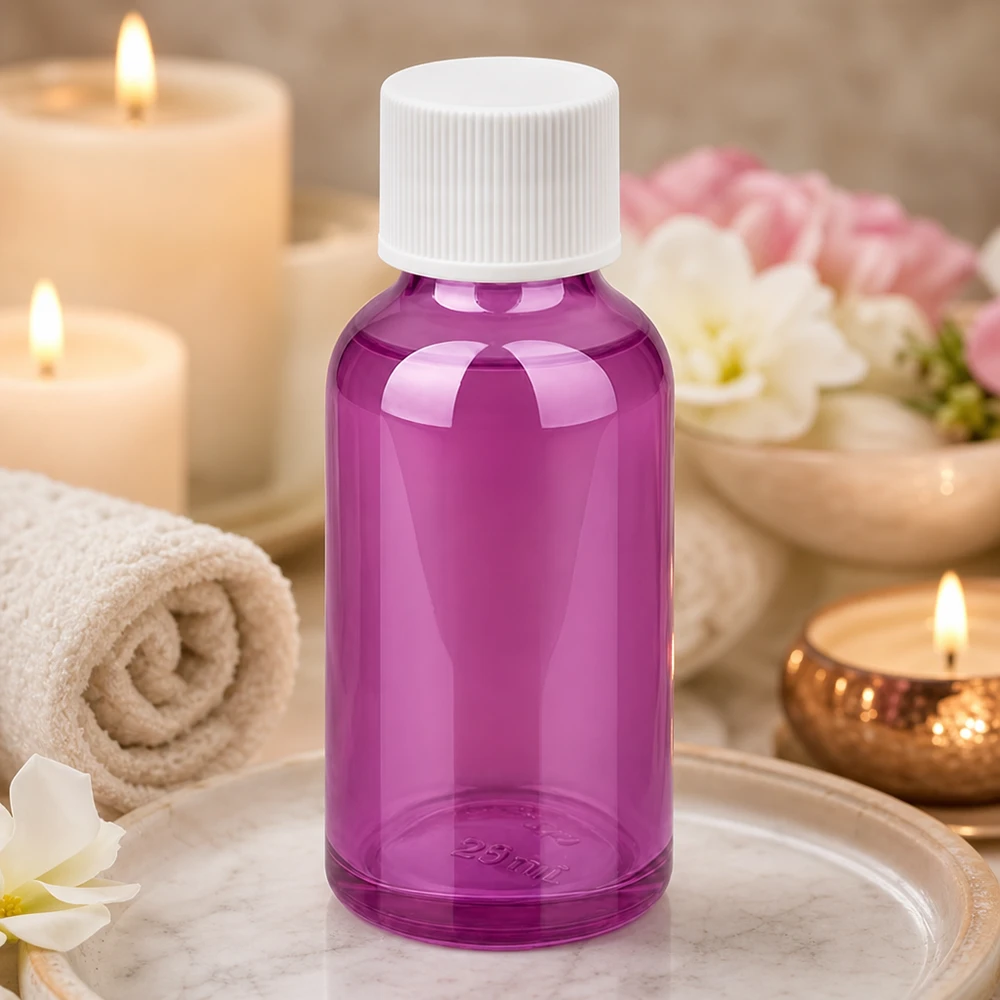 30ml Flasche 11mm Schraubverschluss weiss Standard PurpleLine UT18/30 Robuste 30ml Flasche in Violett mit weißem Verschluss für sichere Aufbewahrung von Essenzen