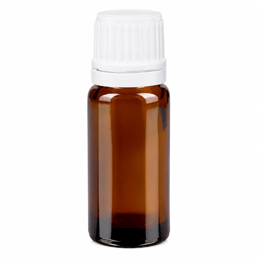 Kompakte braune Glasflasche 10ml mit tamper-evident Verschluss in Weiß für Laboranwendungen