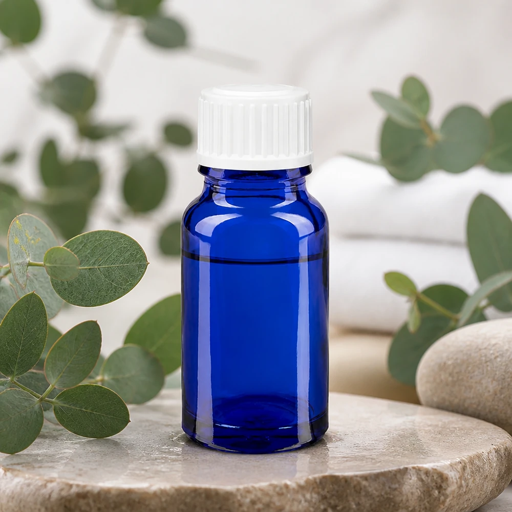Apothekenflasche blau 10ml Schraubverschluss weiß Standard Dunkelblaue 10ml Tropfflasche aus Glas mit weißem Schraubverschluss für Essenzen