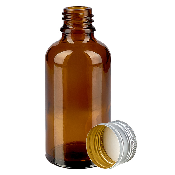 30ml Flasche 11mm Schraubverschluss Alu-Silber Standard BrownL. UT18/30