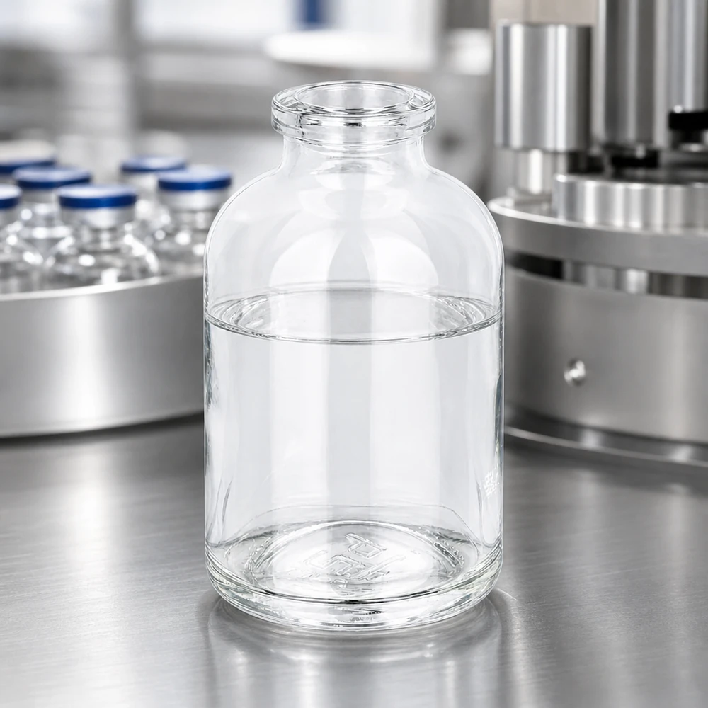 Injektionsflasche Klarglas 50ml Sterile Glasflasche 50ml für Injektionszwecke mit dickwandigem Boden und klarem Glas