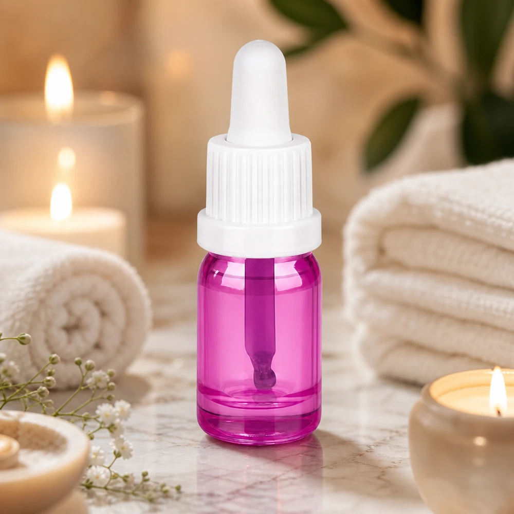 5ml Pipettenflasche weiss Originalität Schraubverschlusserschluss PurpleLine UT18/5 Stilvolle 5ml Glasflasche in elegantem Violett mit weißem Kontrast für moderne Badezimmer